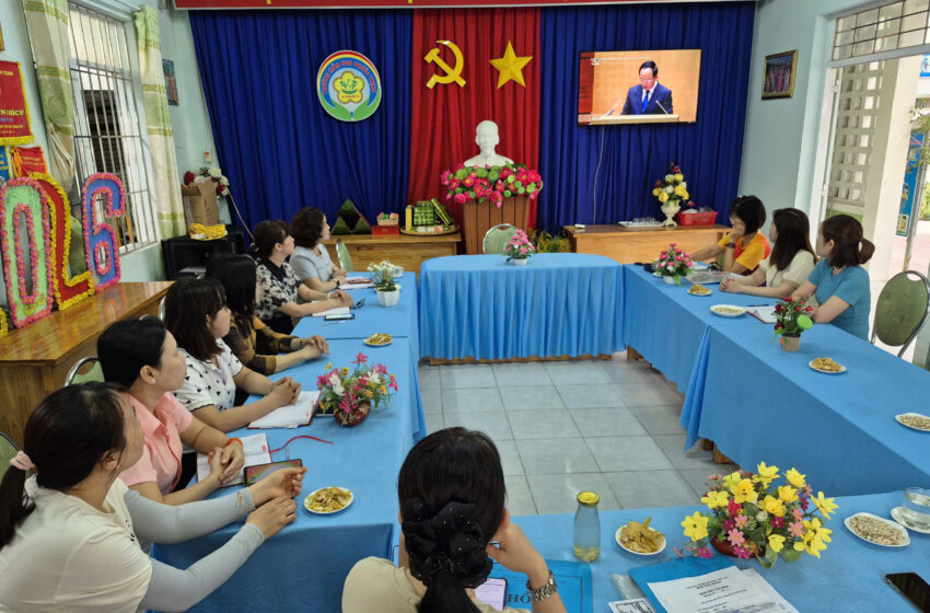  CHI BỘ TRƯỜNG MẦM NON PHƯỚC THỊNH NGHIÊM TÚC HỌC TẬP, QUÁN TRIỆT NGHỊ QUYẾT SỐ 79-NQ/TW VÀ 80-NQ/TW CỦA BỘ CHÍNH TRỊ